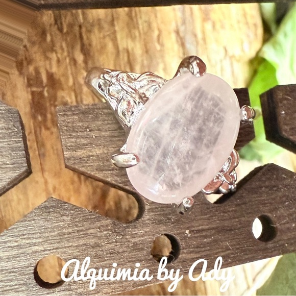 PINK QUARTZ BOYFRIEND RING DAINTY MIDI BOHO - Picture 1 of 1